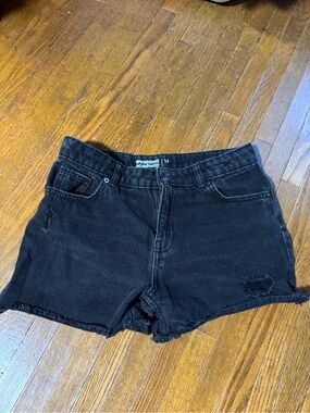 Black Denim Cutoff Shorts - Women's